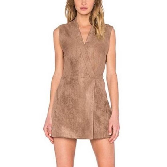 BCBGMaxAzria‎ Caryn Faux Suede Light Mocha Mini Dress, Size M, NEVER WORN - Picture 5 of 7
